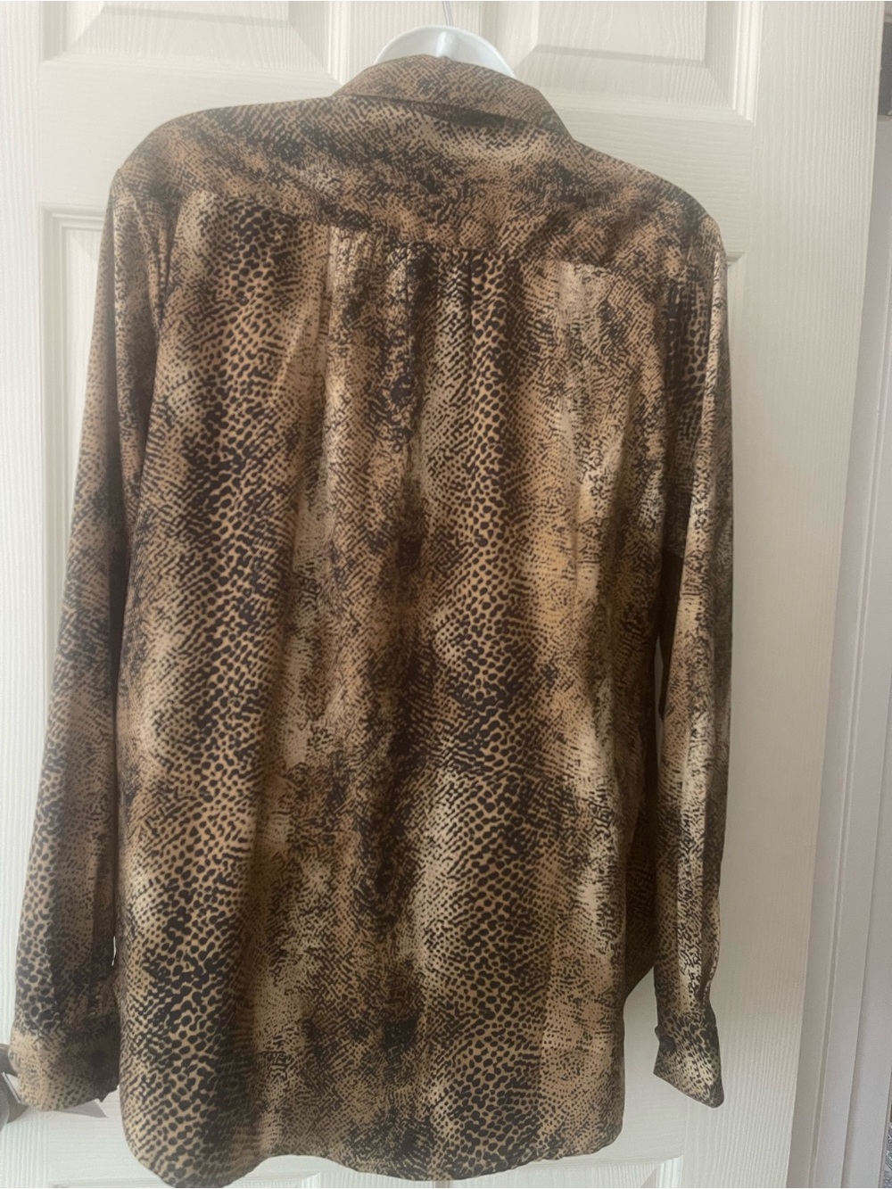 Women's Brown Animal-Print Button-Down Shirt - Picture 5 of 7